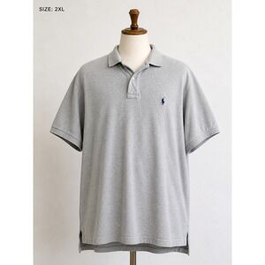 Vintage Polo By Ralph Lauren Men's 2XLT Short Sleeve Gray Grey Cotton Polo Shirt